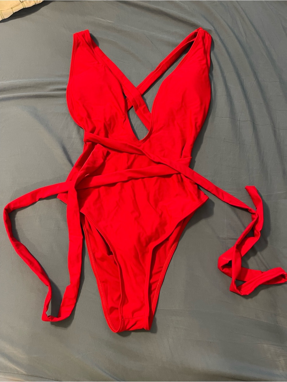 Women's Red One-Piece Wrap Swimsuit